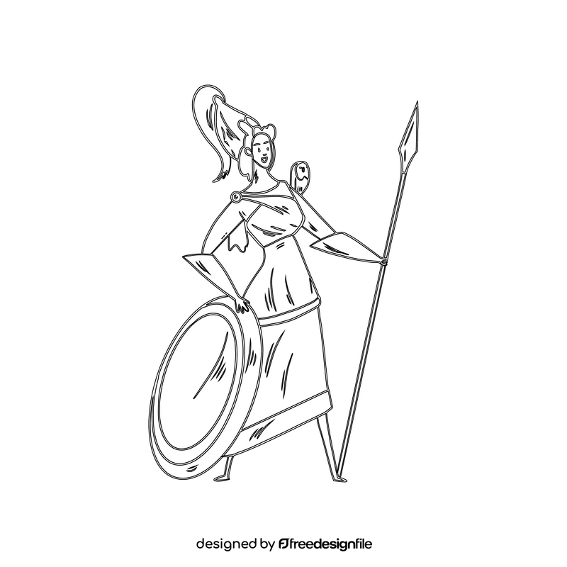 Athena black and white clipart