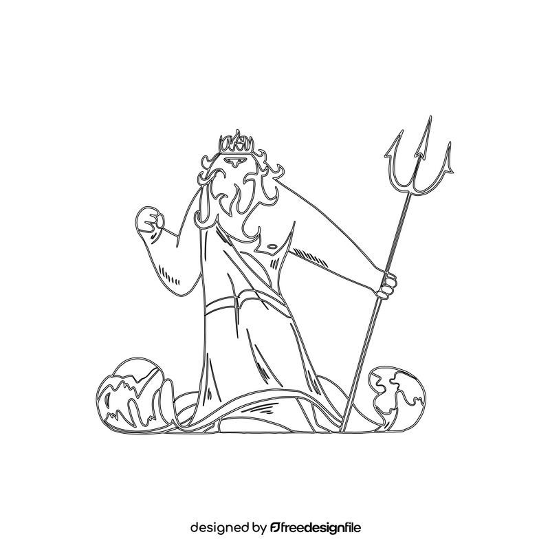 Poseidon black and white clipart