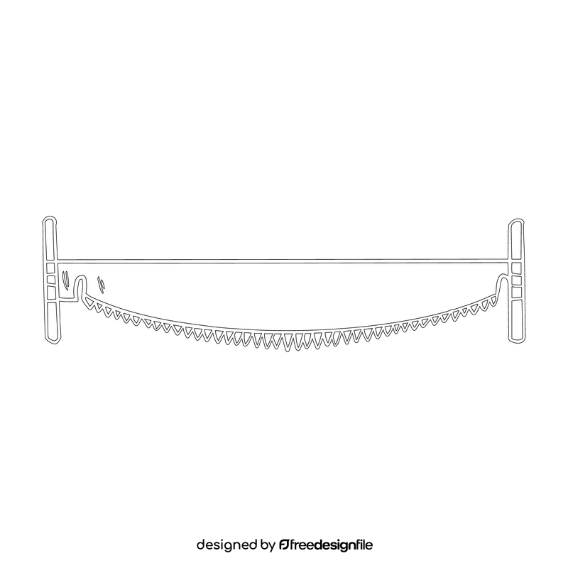 Two man crosscut saw black and white clipart