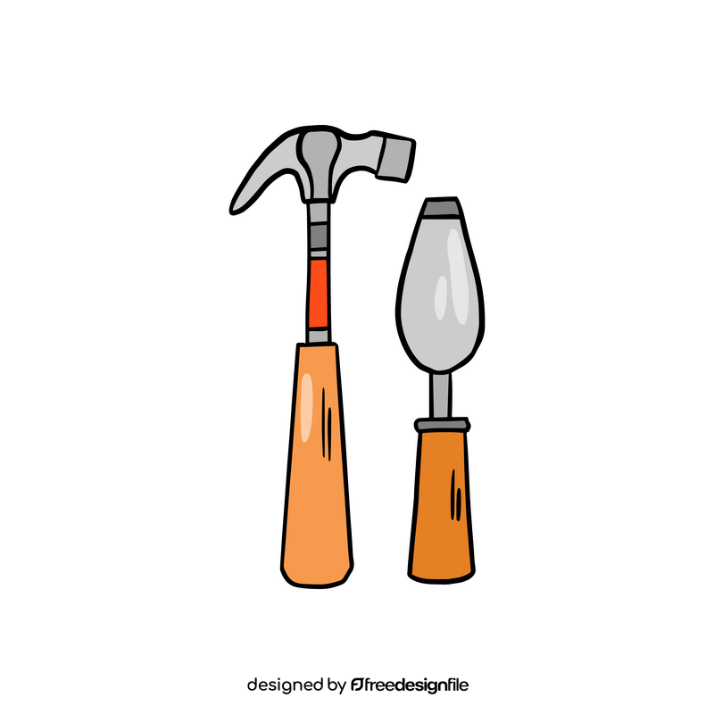 Household tools, hummer, putty knife clipart