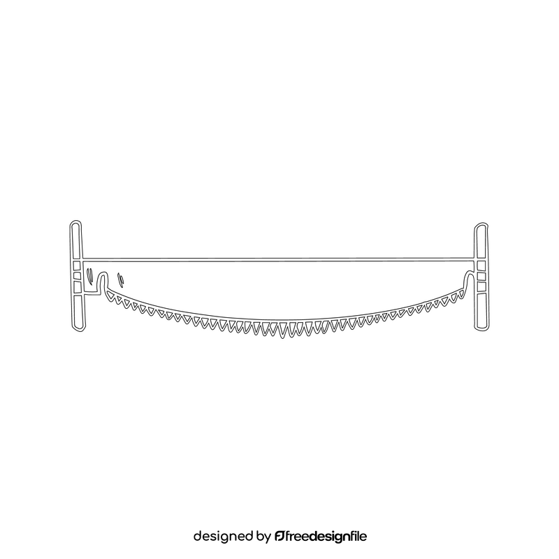 Two man crosscut saw black and white clipart