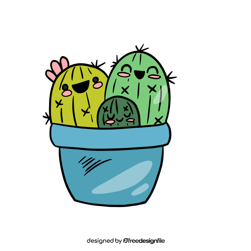Cute kawaii cactus clipart