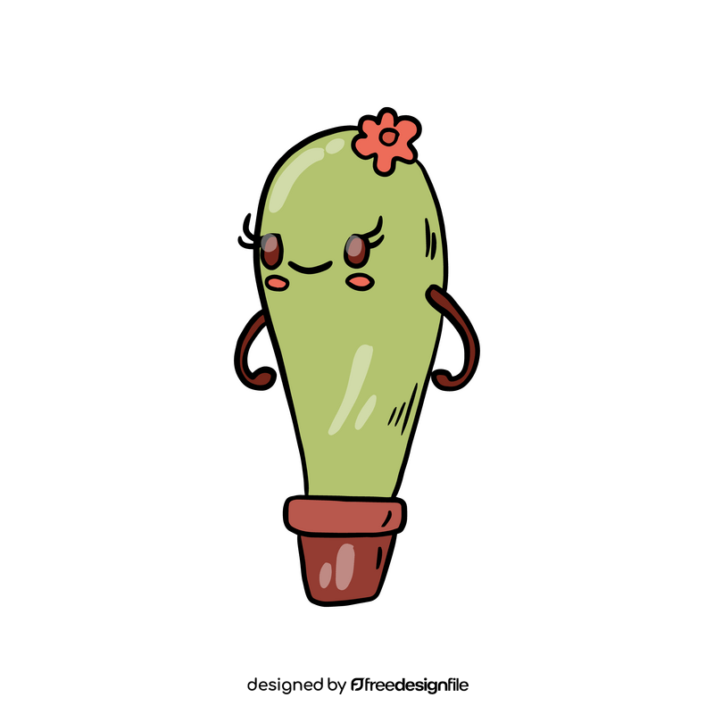 Cute cartoon kawaii cactus clipart