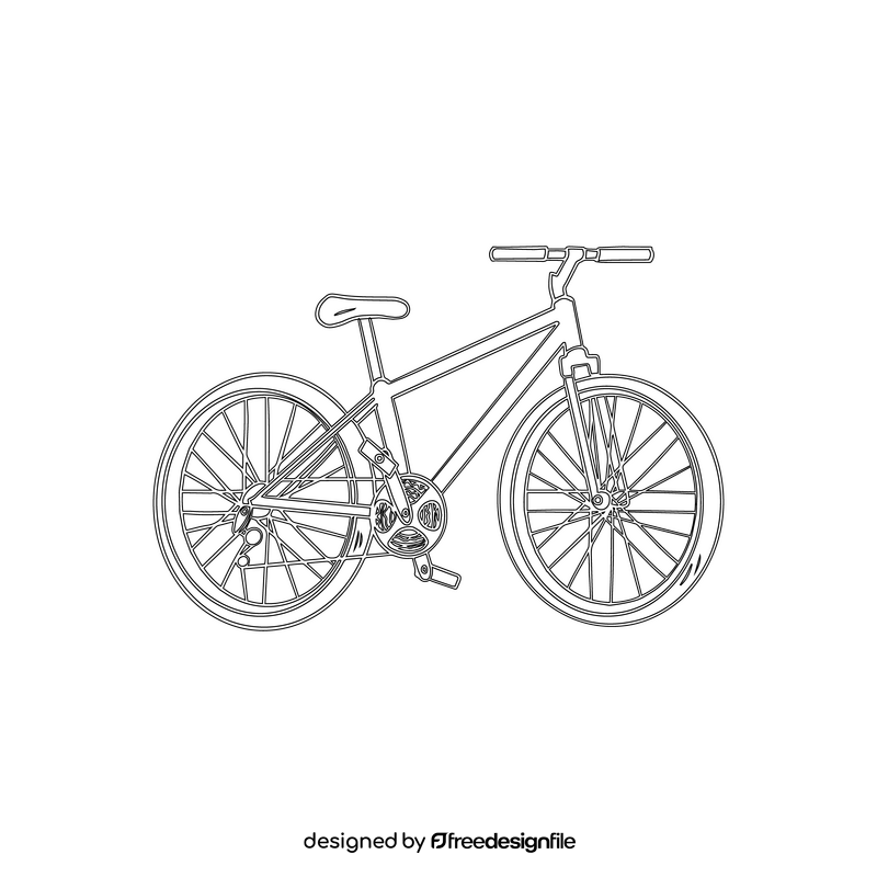 Cartoon bicycle drawing black and white clipart