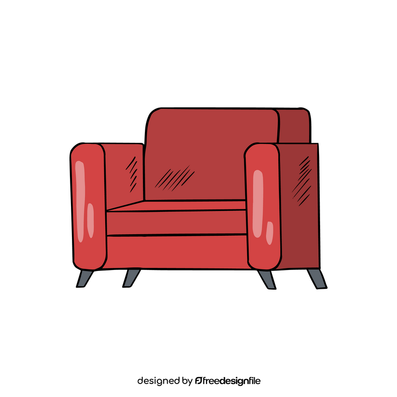 Red soft armchair clipart