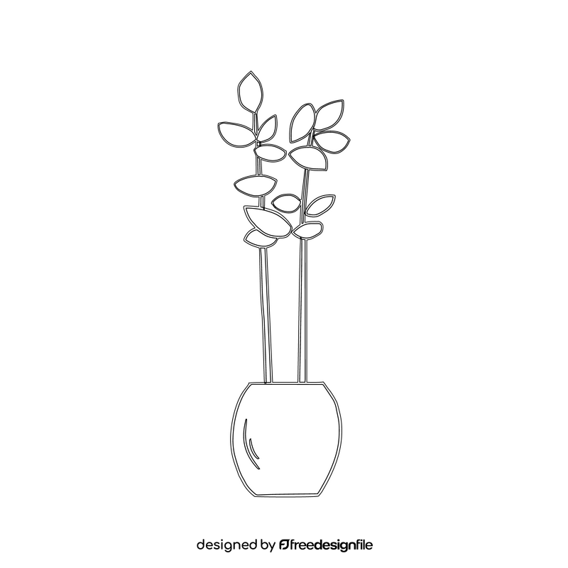 Potted plants, flower in a pot black and white clipart