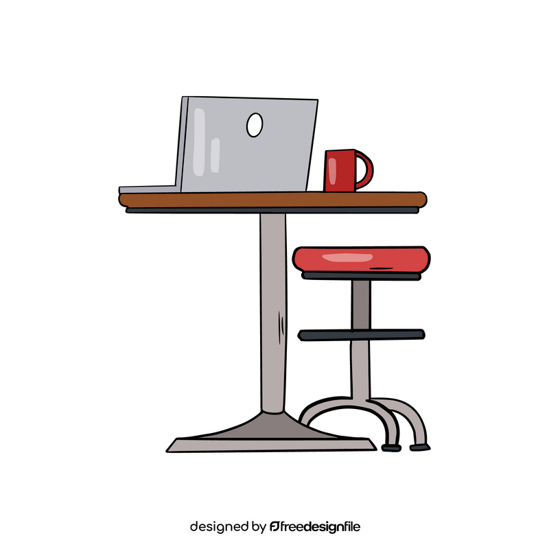 Workplace with laptop and coffee clipart