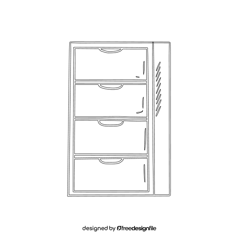 Chest of drawers cartoon drawing black and white clipart