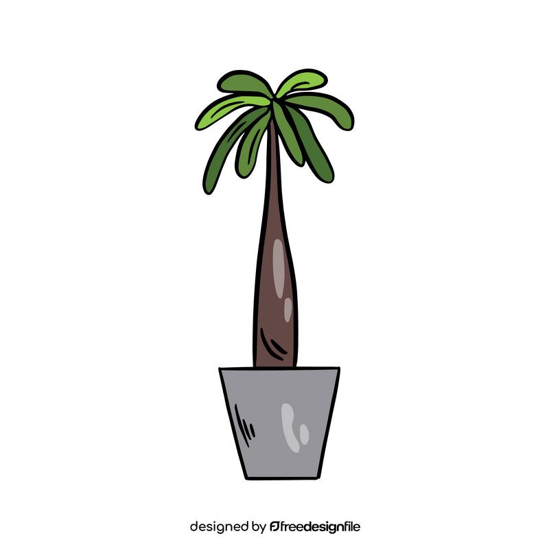 Palm plant on a pot, potted palm clipart