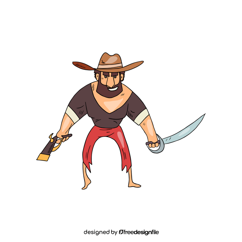 Pirate holding a sword cartoon drawing clipart