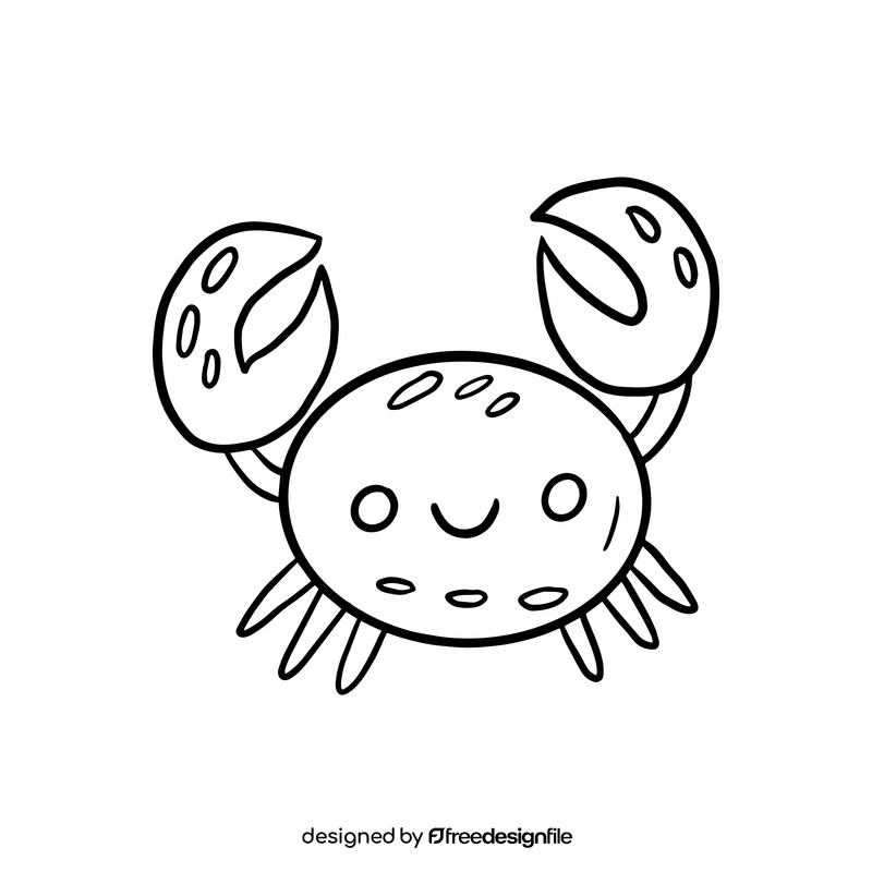 Cartoon crab black and white clipart