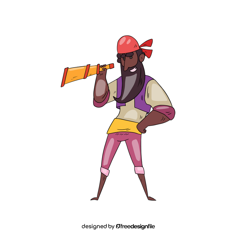Pirate looking through a telescope cartoon drawing clipart