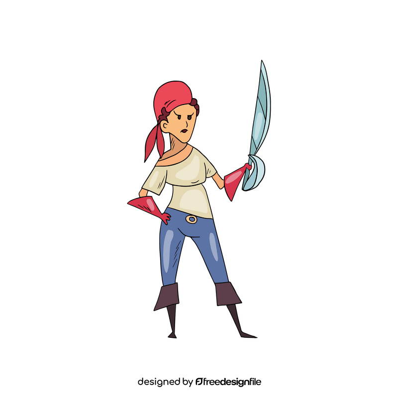 Pirate girl holding sword clipart