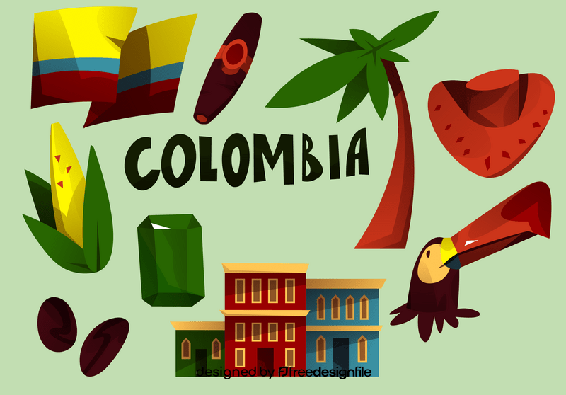 Colombia icon set vector