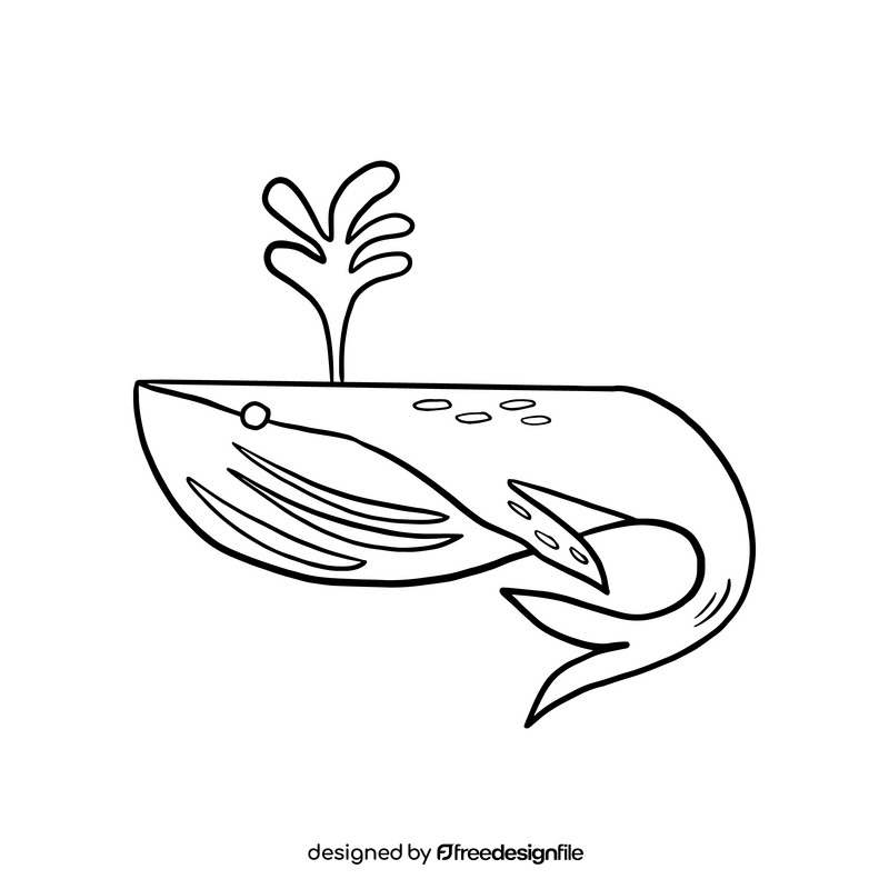 Whale cartoon black and white clipart