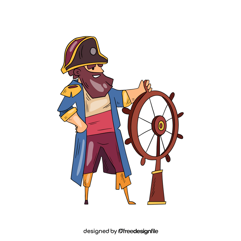 Pirate captain holding wheel clipart