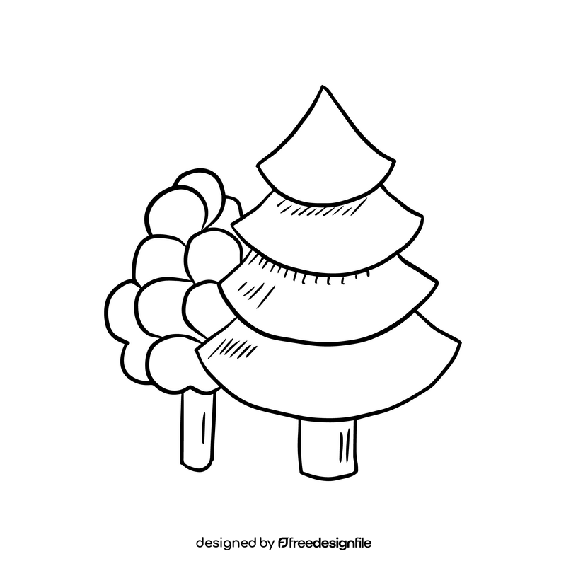 Trees cartoon black and white clipart