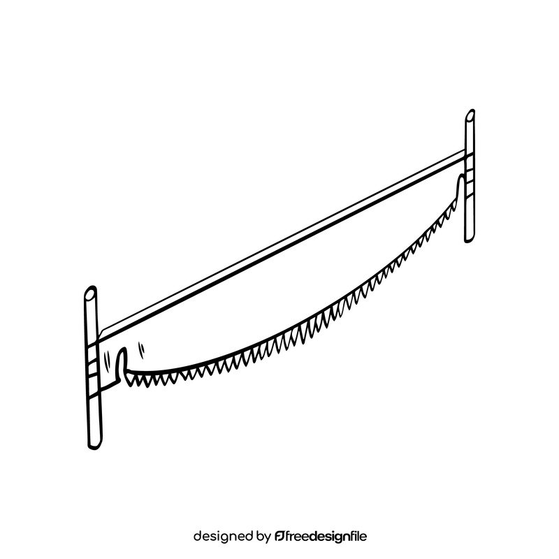 Two man crosscut saw black and white clipart