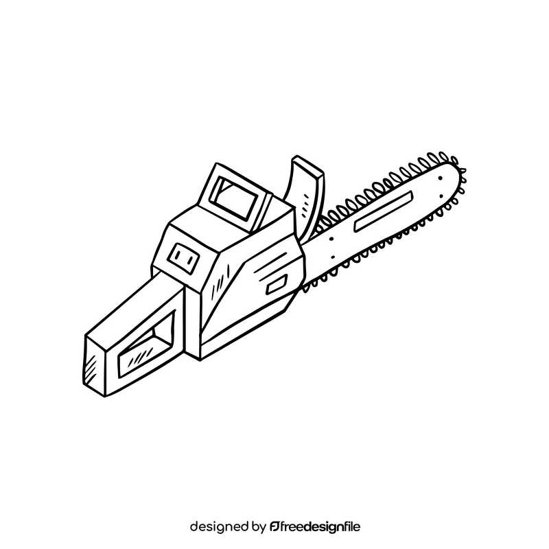 Chainsaw illustration black and white clipart