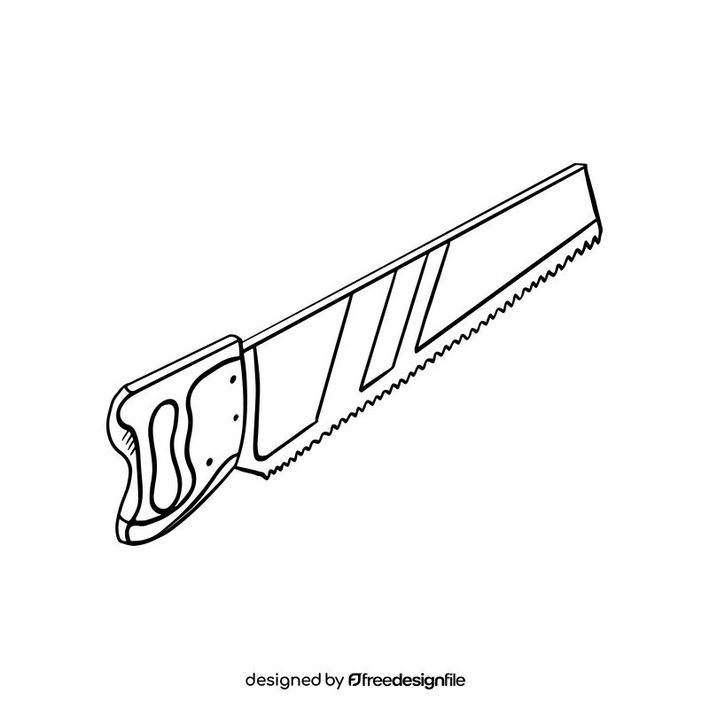 Hand saw drawing black and white clipart