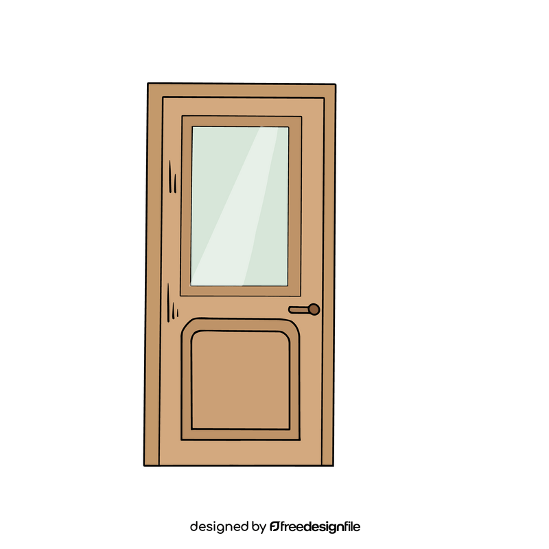 Half glass wooden door clipart