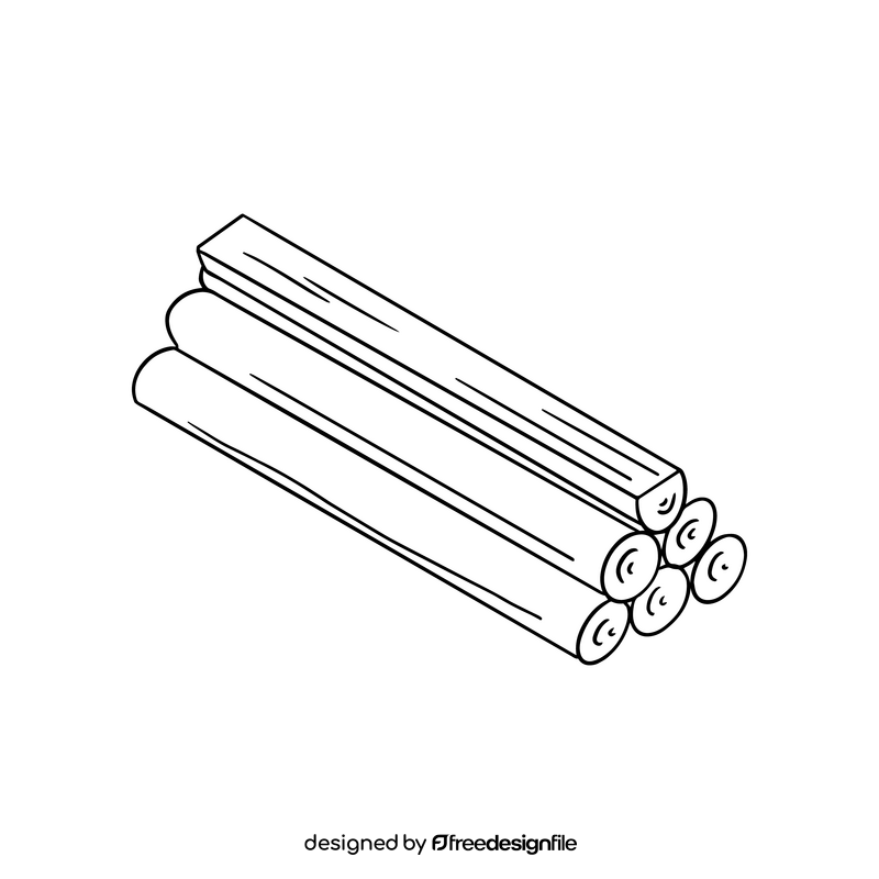 Timber wood log black and white clipart