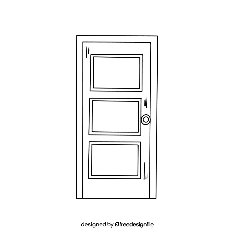 Windowed door drawing black and white clipart