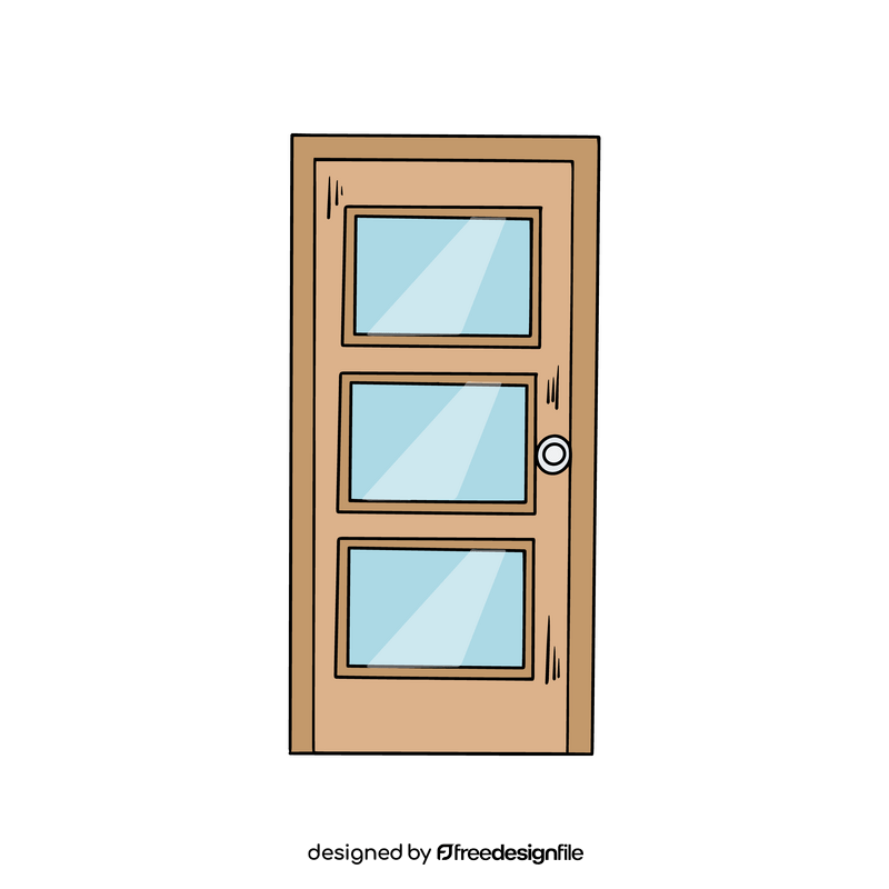 Windowed door drawing clipart