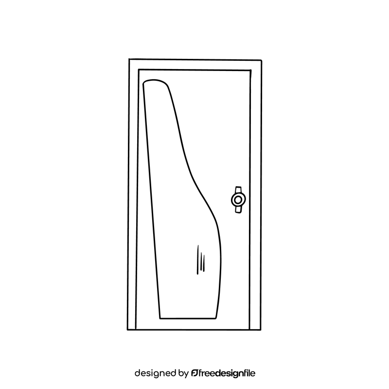 Windowed door illustration black and white clipart