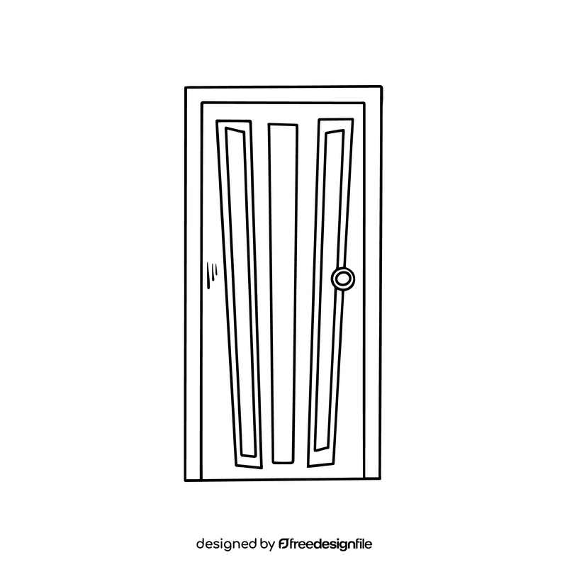 Free panel door black and white clipart