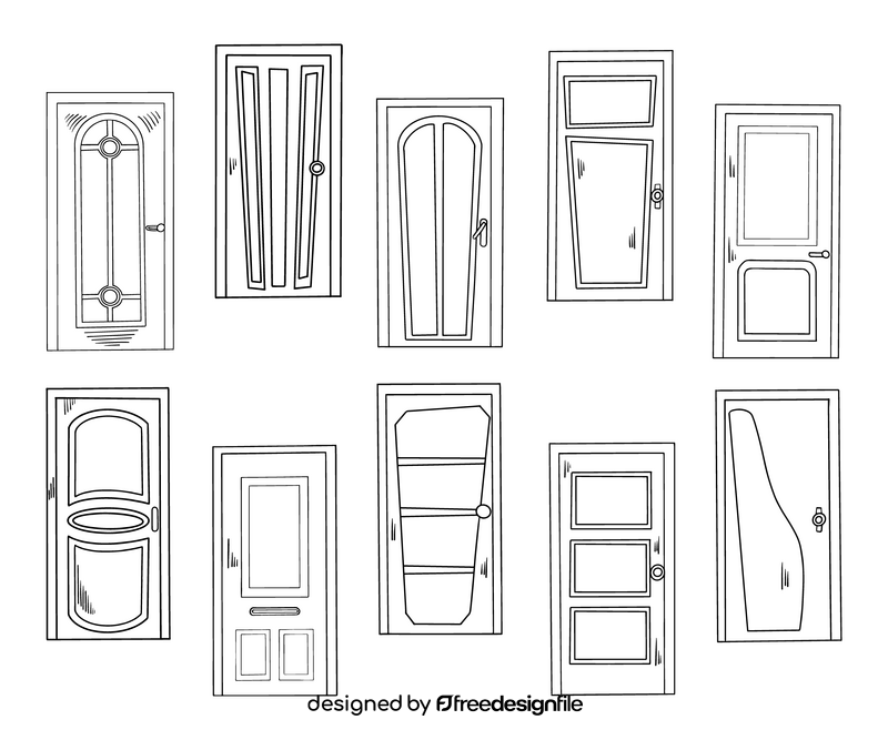 Free doors illustration black and white vector