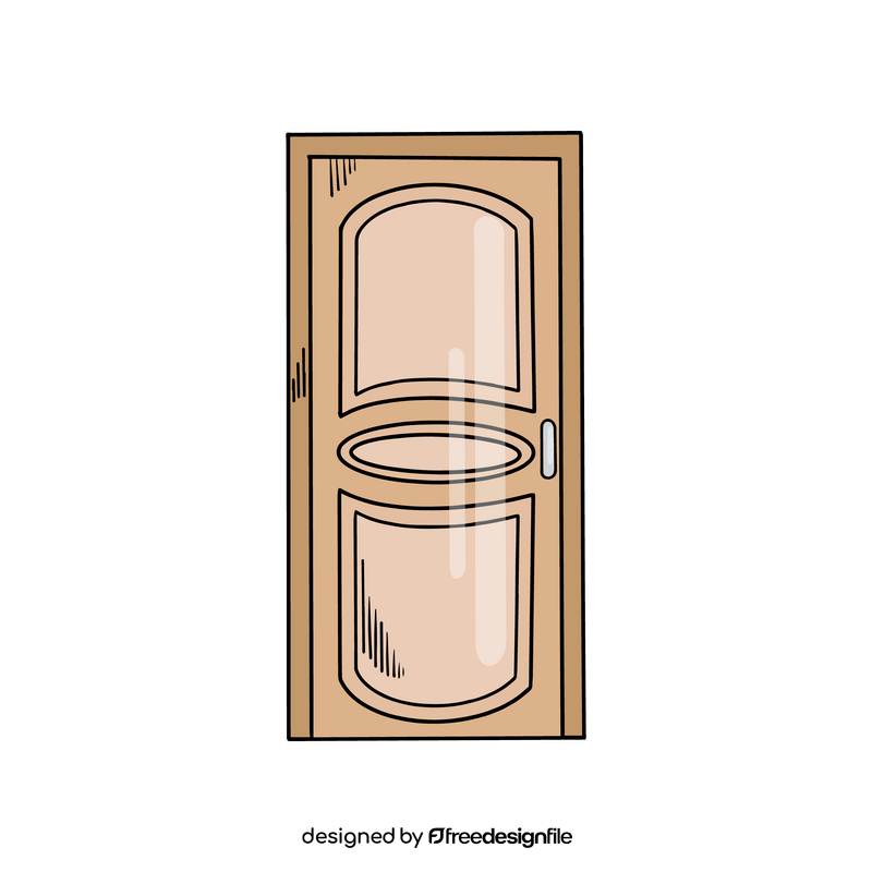 Decorative wooden door illustration clipart