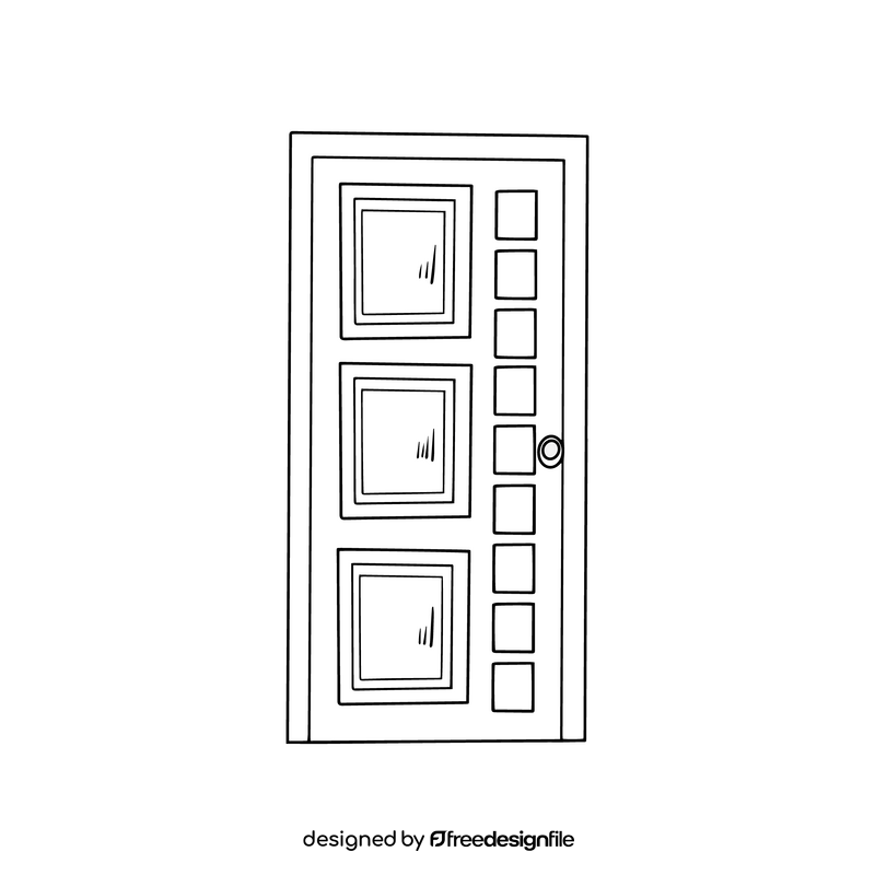 Decorative door cartoon drawing black and white clipart