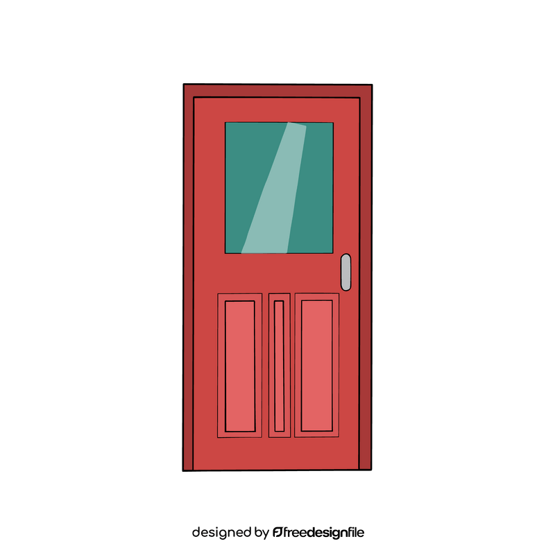 Red windowed door clipart
