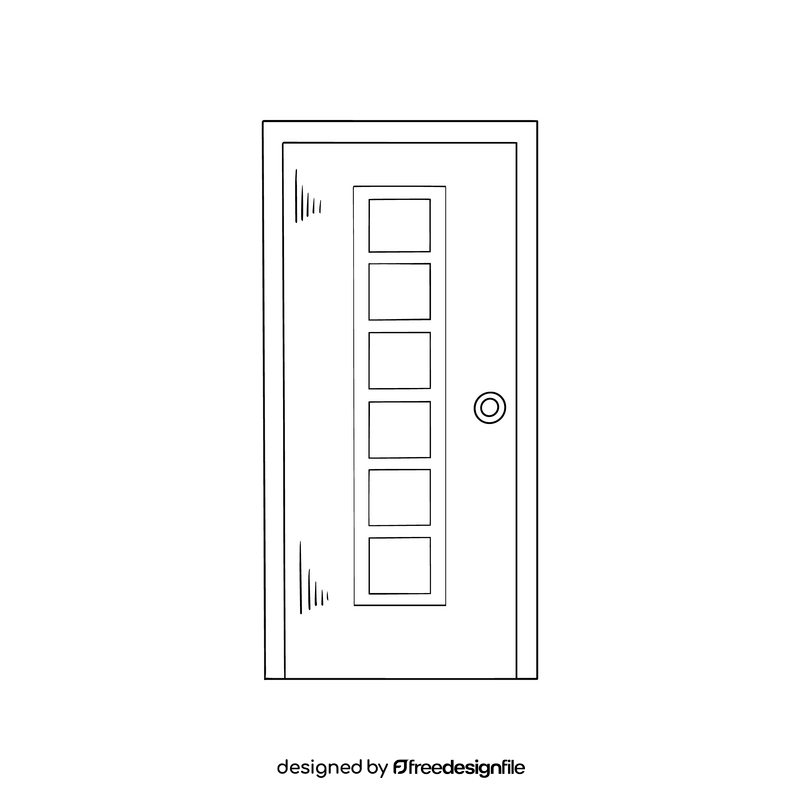 Decorative glass door black and white clipart