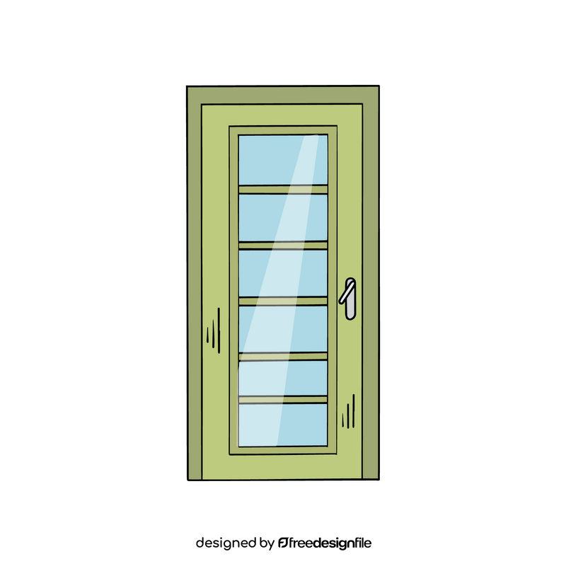 Green decorative glass door clipart
