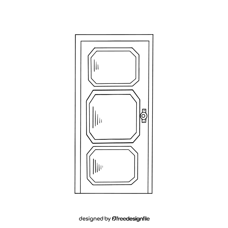 Panel door cartoon black and white clipart