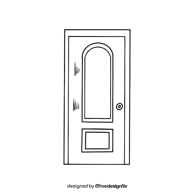 Panel door black and white clipart