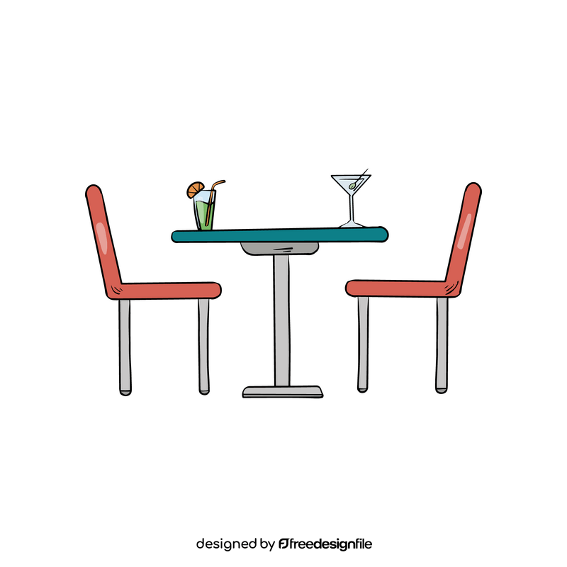 Table and chairs illustration clipart