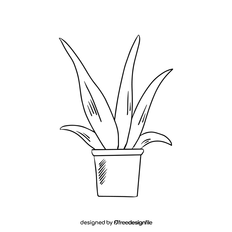 Plant in the pot, potted flower black and white clipart