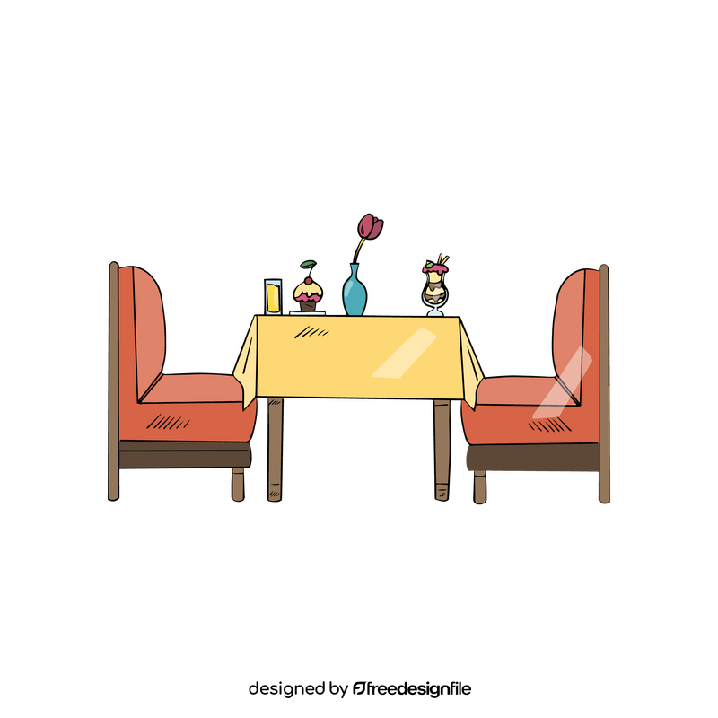 Cafe table with chairs drawing clipart