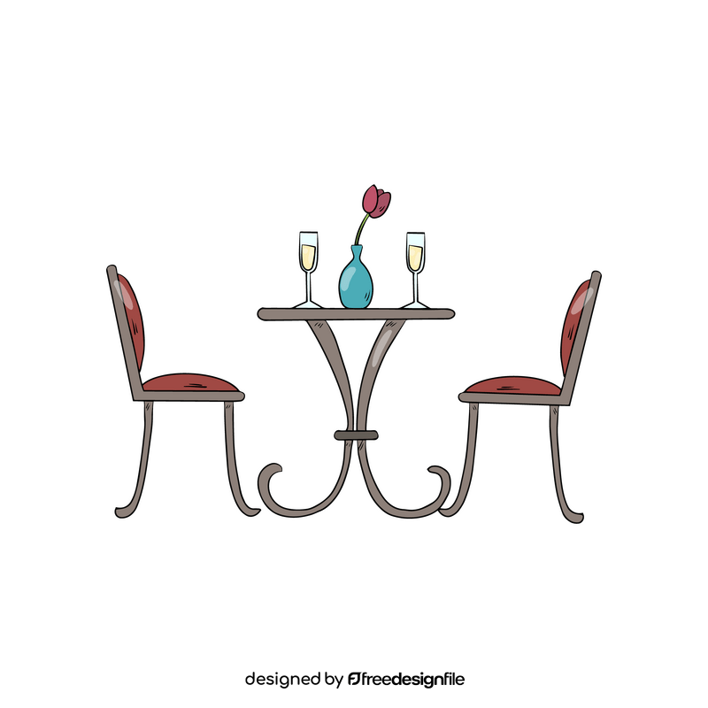 Cafe table with two chairs clipart