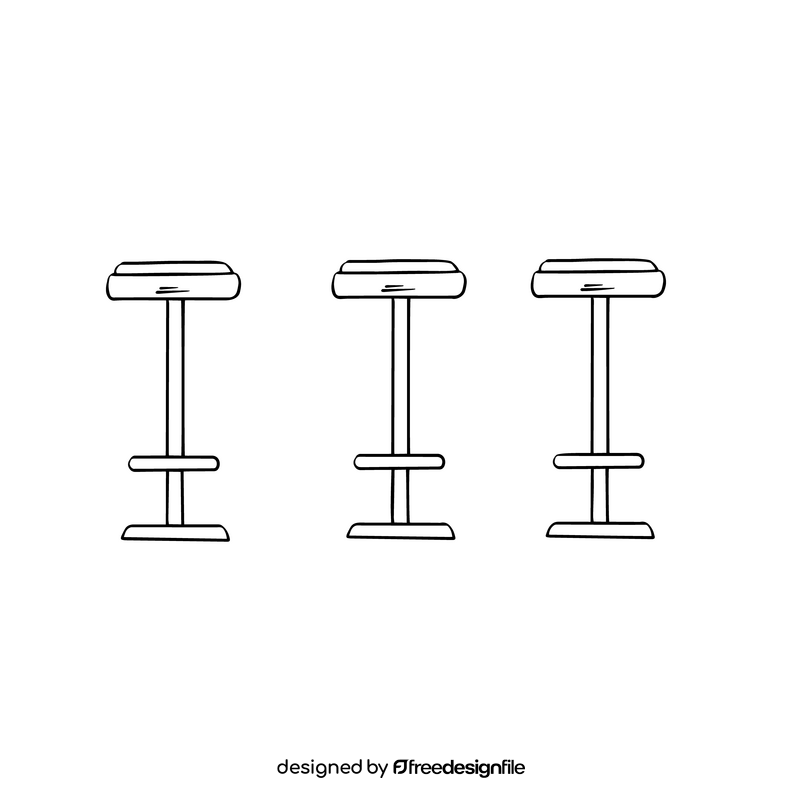 Bar stools black and white clipart