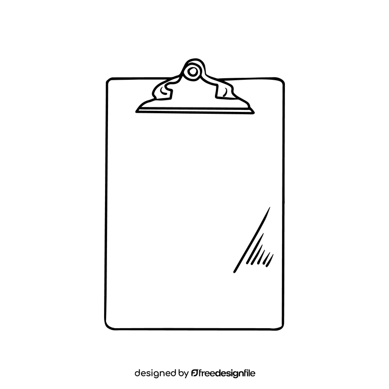 Wooden clipboard notebook black and white clipart