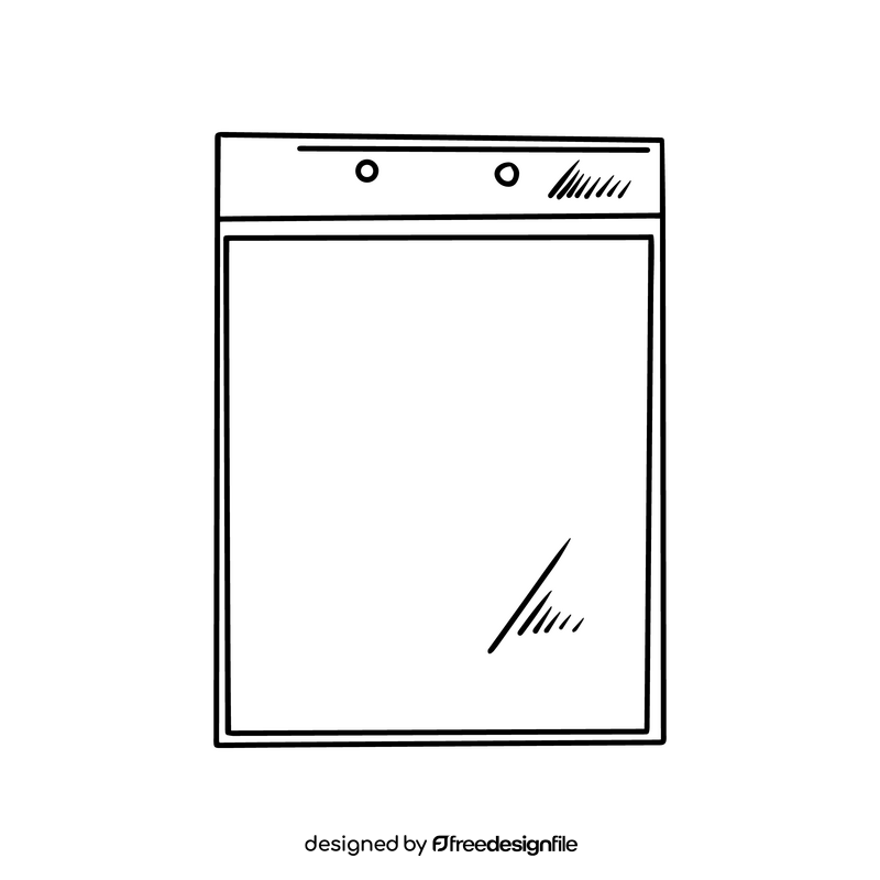 Clipboard notebook with paper black and white clipart
