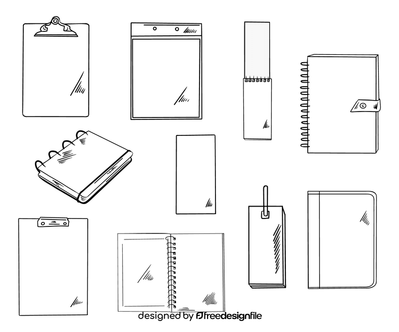 Notebooks cartoon black and white vector