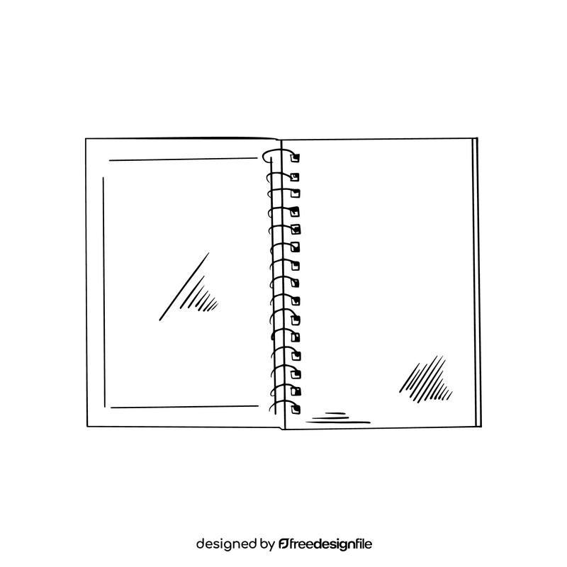 Spiral notepad notebook black and white clipart
