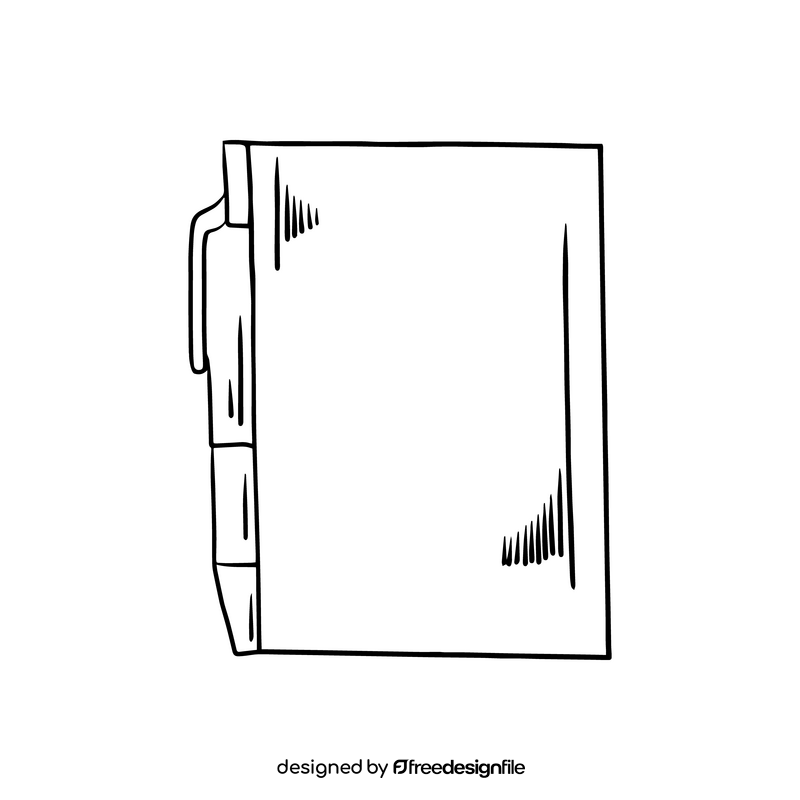 Notebook with pen cartoon black and white clipart