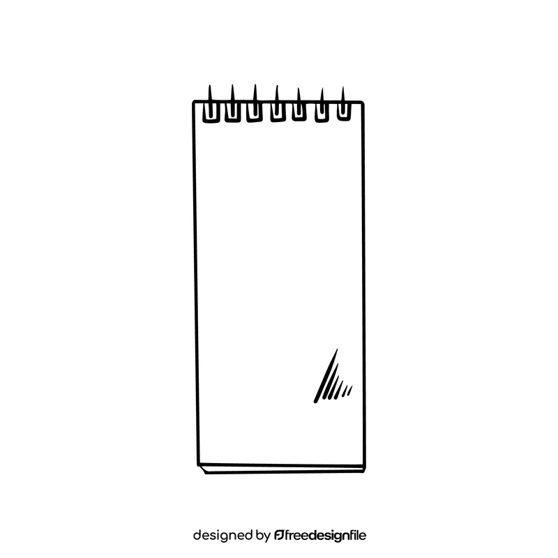 Spiral notepad notebook drawing black and white clipart