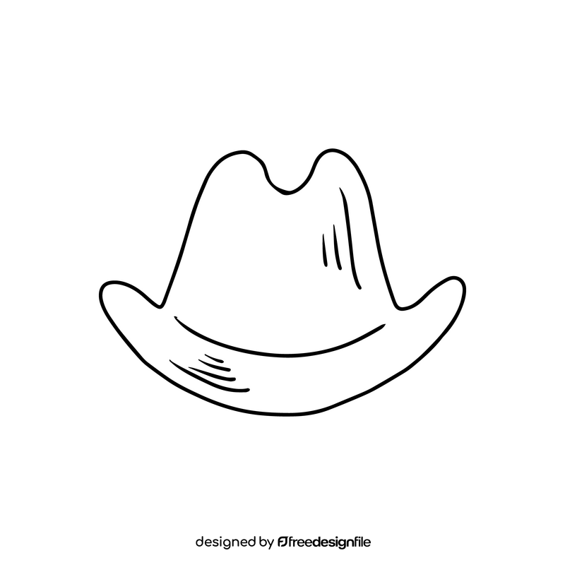 Brown cowboy hat drawing black and white clipart